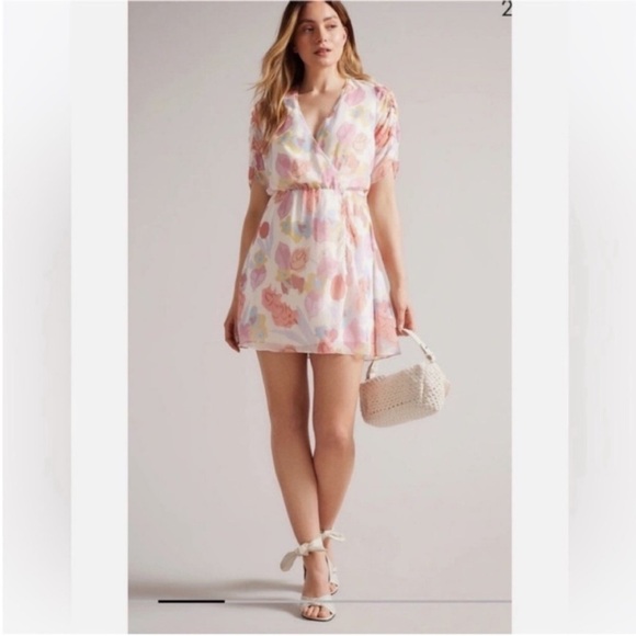 Ted Baker Juleah Pastel Floral Mini Dress Sz 4 US 10 - Picture 2 of 13